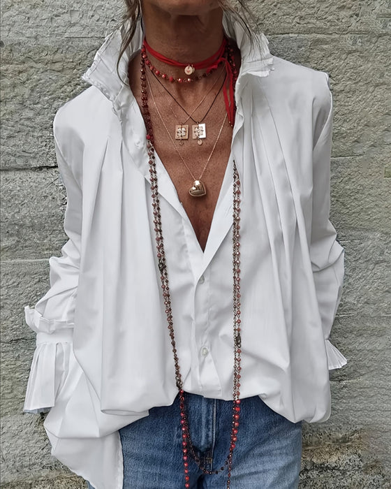Hemd Plissiert Mandarin-Kragen Designer Mode