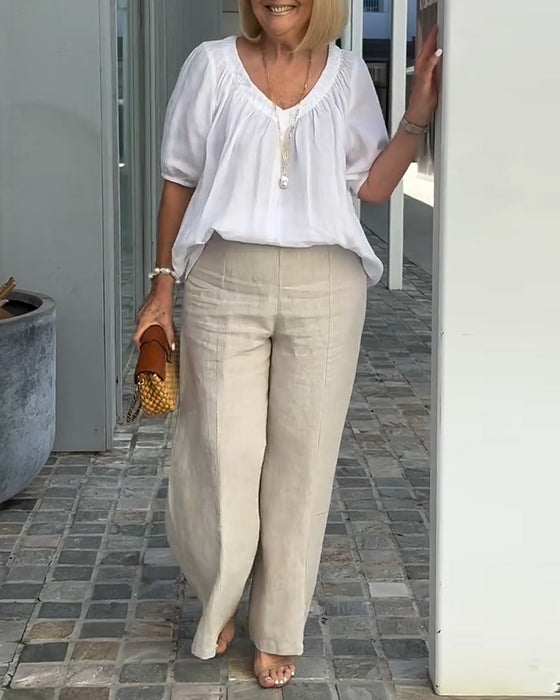 Set V-Ausschnitt Casual Lange Hosen