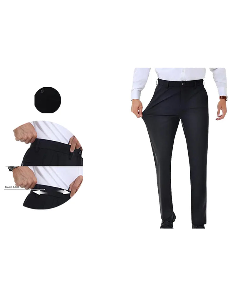 Hose Herren Stretch Bügelfrei Golfhose, Dehnbare Taille Business Casual