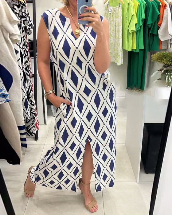 Kleid Ärmellos Diamantschlitz