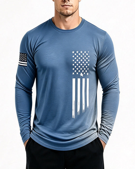 Top Herren Nationalflagge Druck Langarm