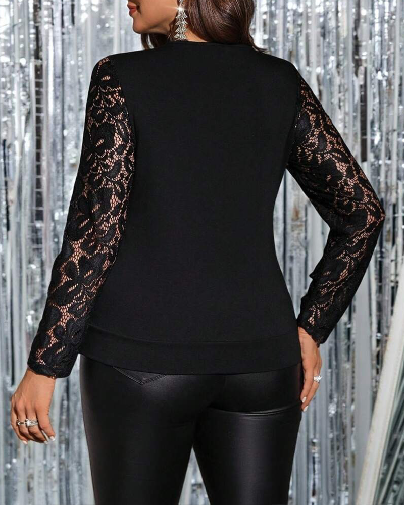 Top Spitze Fake zweiteilig Patchwork