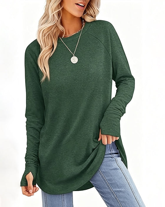Oberteil Locker Rundhals Raglan Langarm