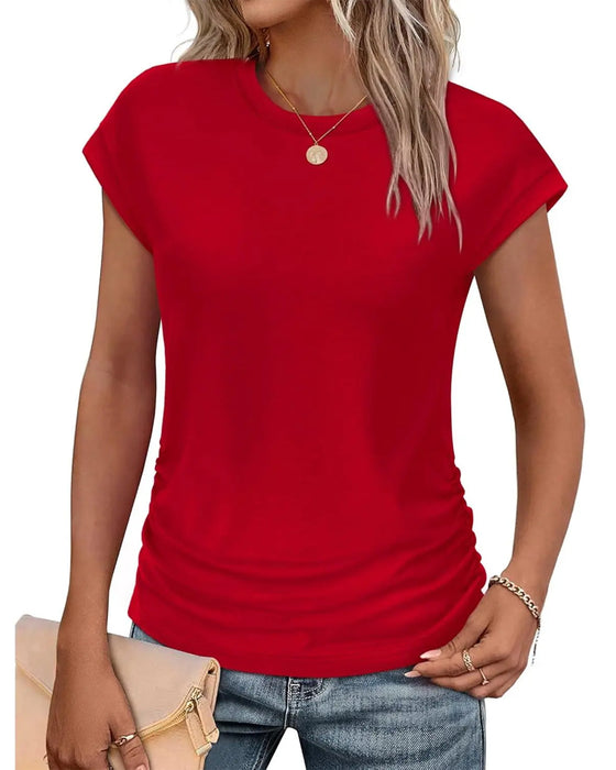T-Shirt Seite Kräuselung Kurzarm