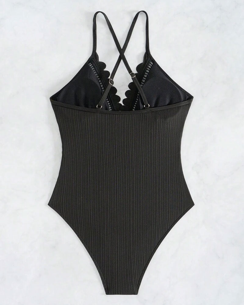 Badeanzug Einteilig Einfarbig Sexy Hollow