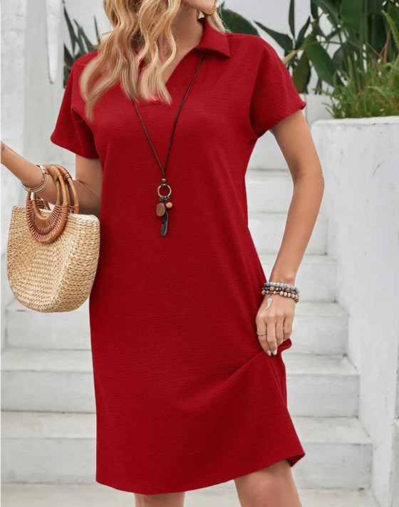 Kleid Lässig Revers Gerade