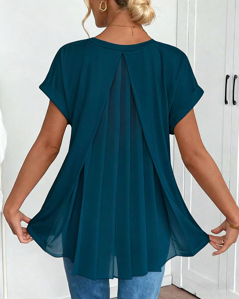 T-Shirt kurzärmelig einfarbig Patchwork