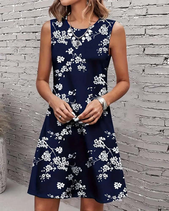 Kleid Ärmlos Schlank Druck
