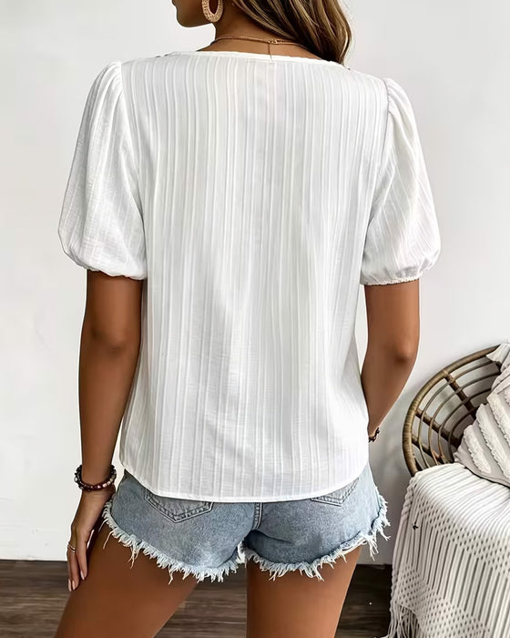 Bluse Quadratausschnitt Puffärmel