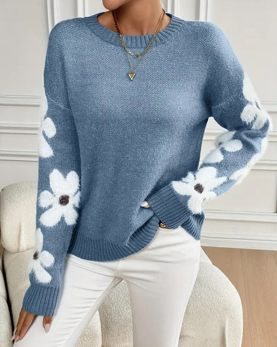 Plüsch-Pullover Mit Blumenmuster