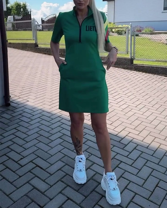 Kleid Stehkragen Reißverschluss Golf
