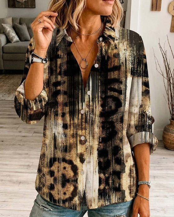 Hemd Stilvoll Künstlerisch Leopard Druck