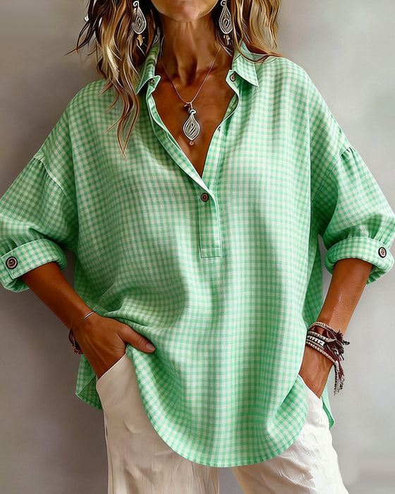 Bluse Karriert Modisch Revers