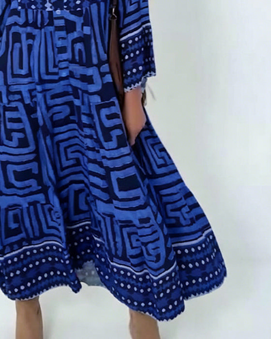 Kleid Etnisch Geometrischer Druck