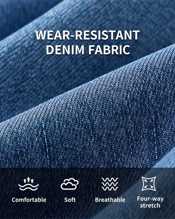 Hose Elastische Taille Denim Weites Bein