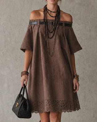 Kleid Off-Shoulder Ausgeschnitten Kurzarm