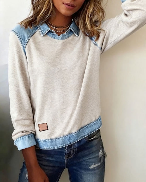Bluse modisches Revers langarm
