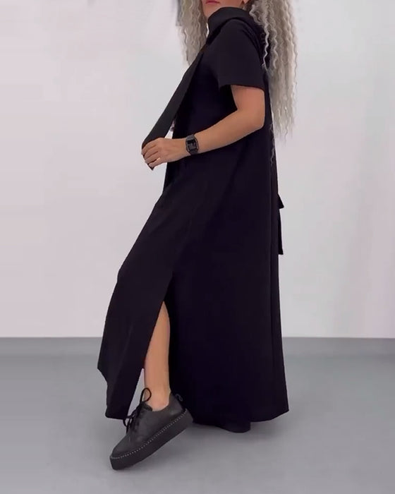 Kleid Einfarbig Kapuzenpullover Freizeit