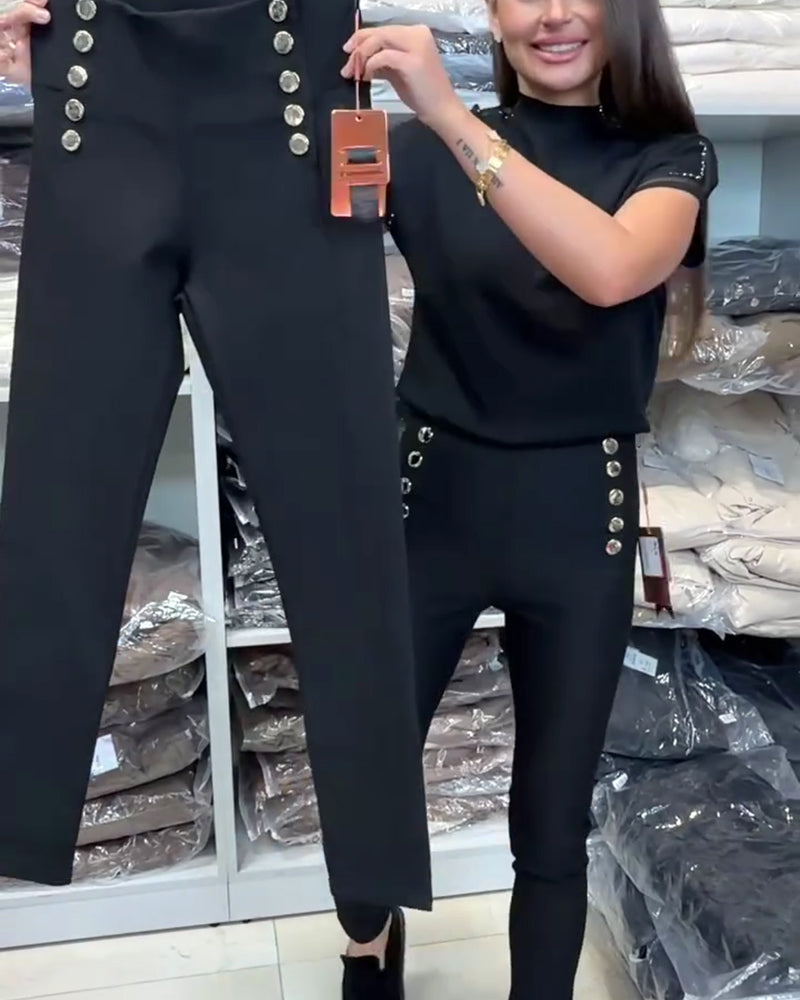 Stilvolle Hose mit Knopfleiste und Stretch