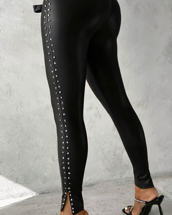 Hose Hohe Taille Schlitz Schmalbein