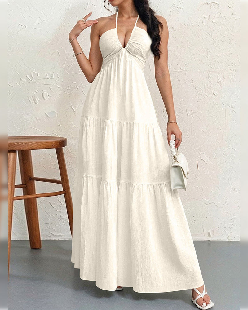 Kleid Mode Uni Halter