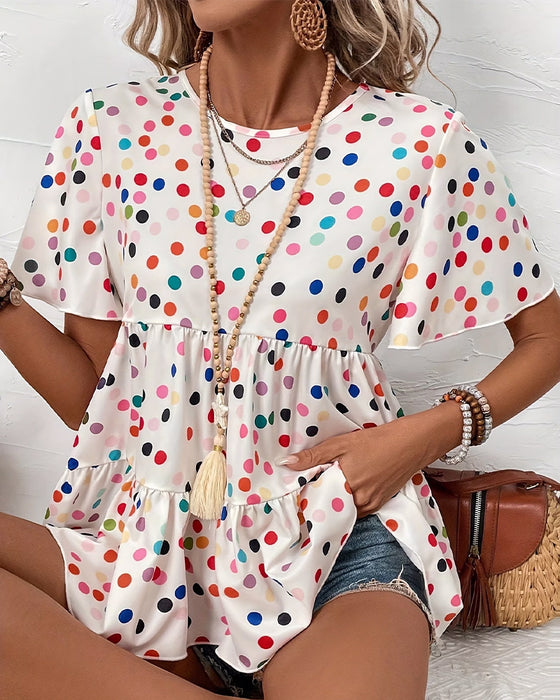 Bluse Bunt Polka Dot Babydoll