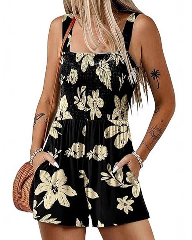 Jumpsuit geblümt lässig Träger-Shorts