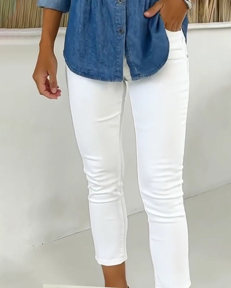 Hose Hochgeschnitten Slim-Fit Gekürzt
