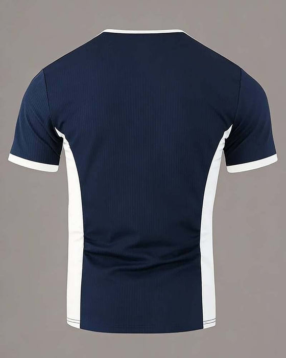 T-Shirt Herren Farbblock Waffel
