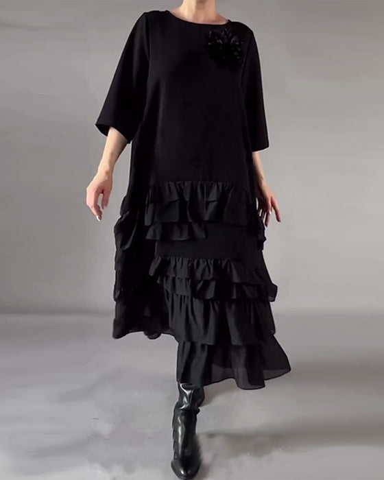 Kleid Mit Rundhalsausschnitt Und Doppelter Lage