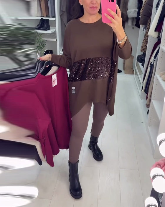 Weiter oversized Sweatshirt mit Pailletten
