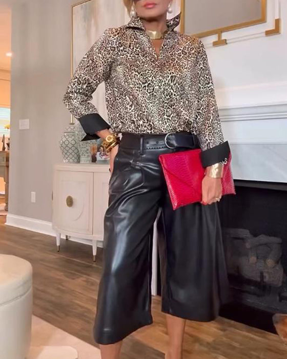 Bluse Mit Leopardenmuster Und Retro Merkmalen