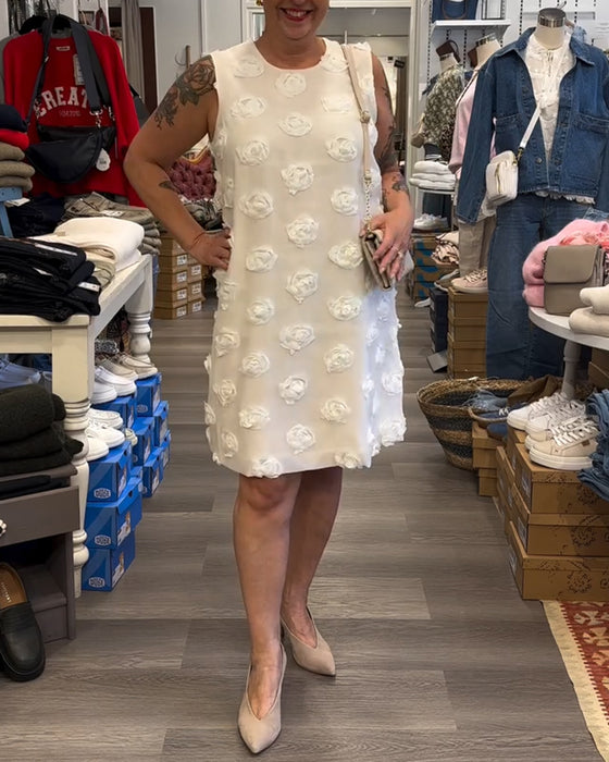 Kleid Temperament Ärmellos Dreidimensionale Blume Gerade