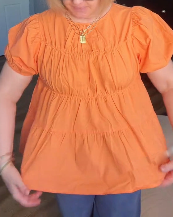 Bluse Puffärmel Loose Fit Rüschen