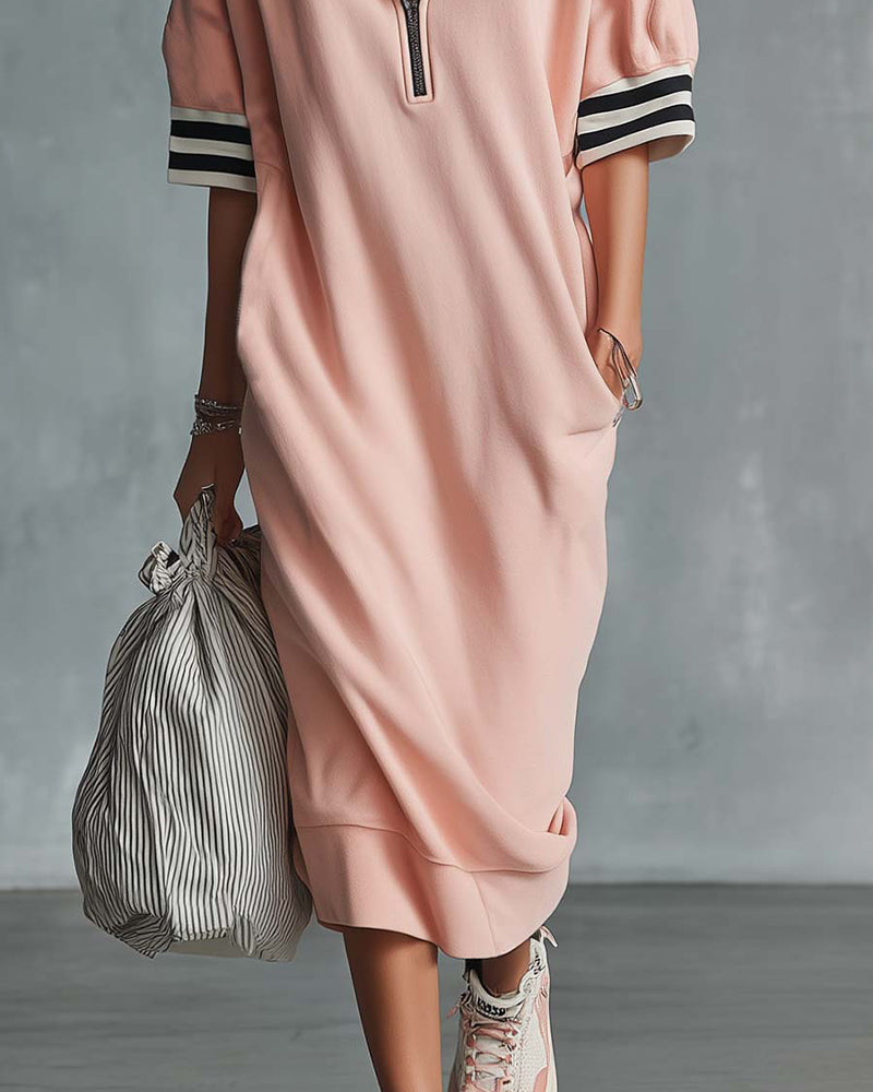 Kleid Kurzarm Kapuze Sweatshirt