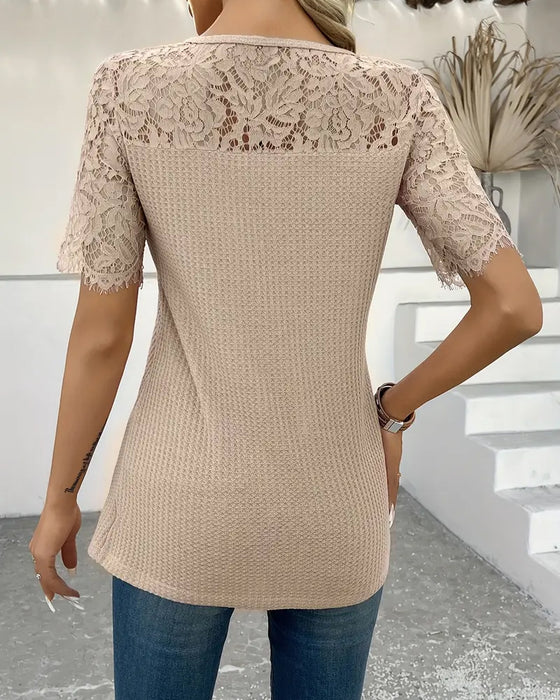 T-Shirt Spitzen Einsatz Gestrickt