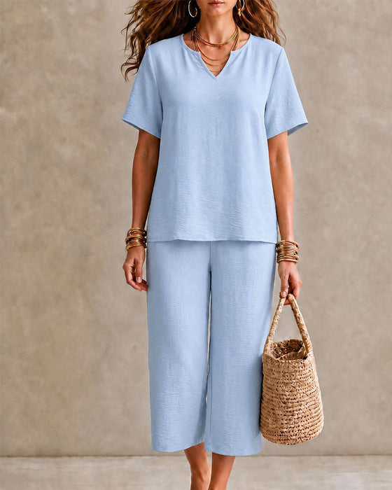 Set Kurzarm Oberteil Und Gekürzte Hose