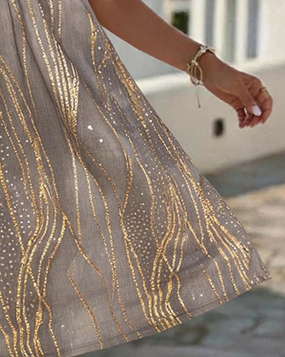 Kleid V-Ausschnitt Linie Ärmellos