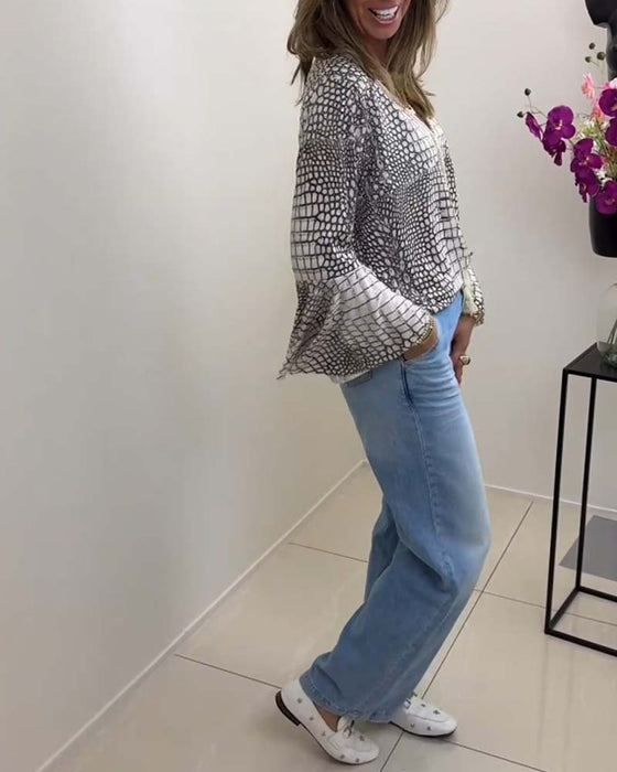 Bluse mit Blumenmuster und Schlüsselband