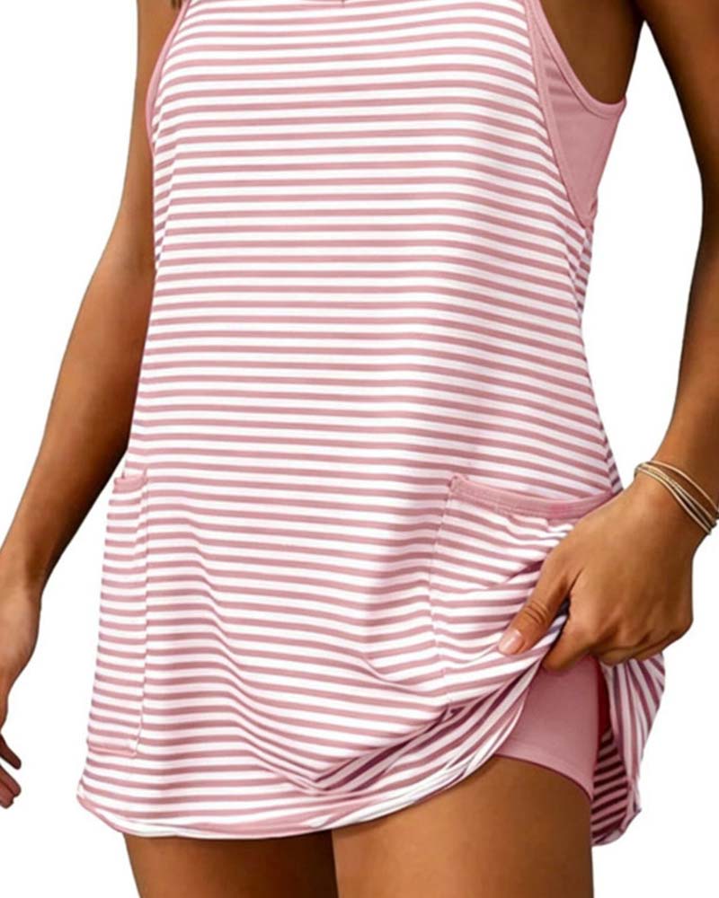 Jumpsuits Gestreift Ärmellos Camisole Lässig
