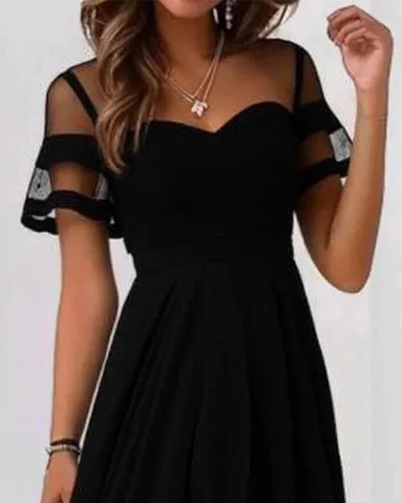 Kleid Mesh Patchwork Unregelmäßig