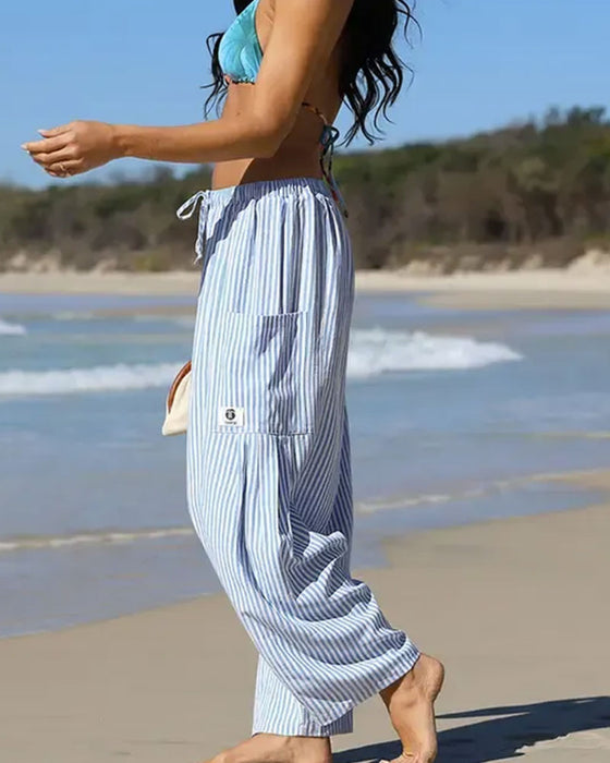 Hose leger kariertes Muster Cropped