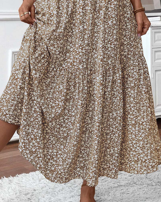 Rock Lagert Kleiner Blumenprint A-Linie Lang