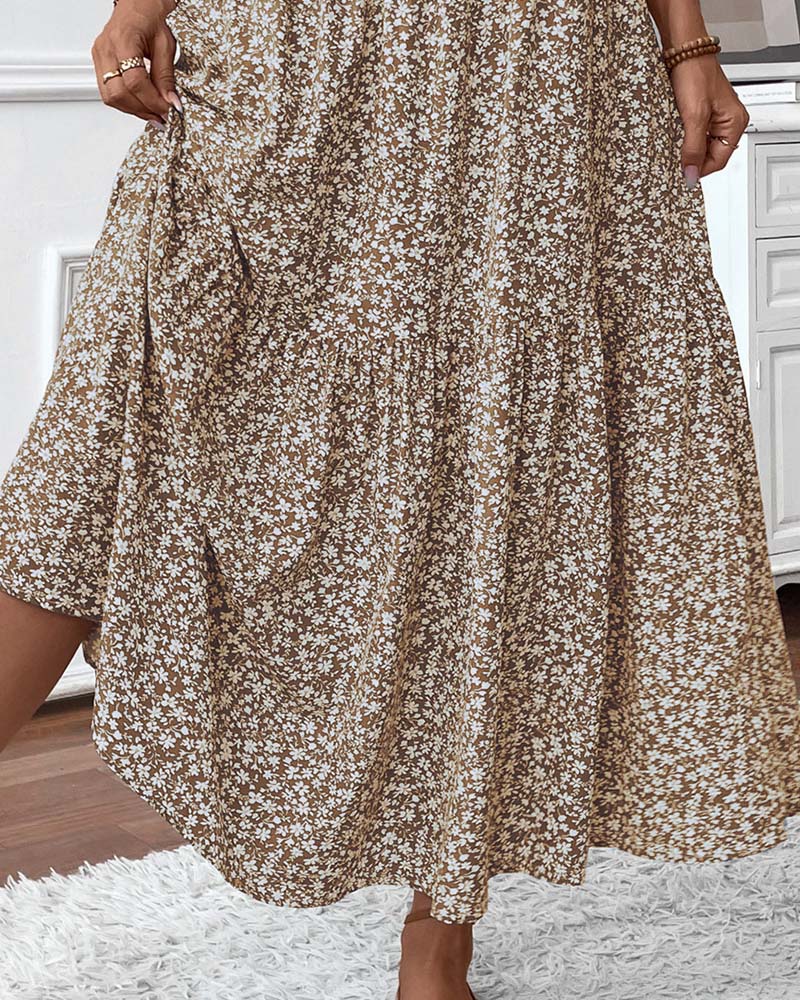 Rock Lagert Kleiner Blumenprint A-Linie Lang