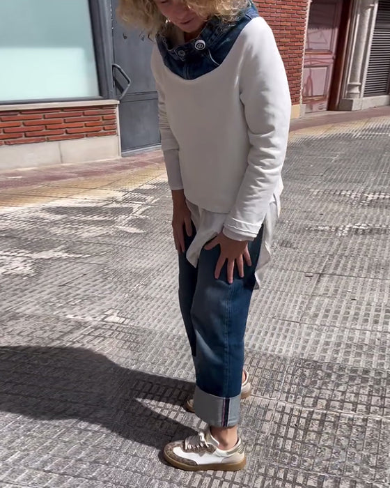 Sweatshirt casual Denim Patchwork