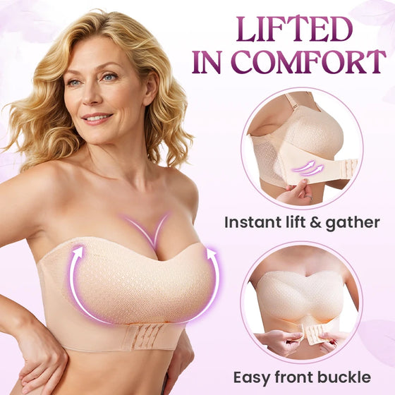 Rutschfester Bequemer Strapless Push-Up BH Mit Vorderer Schnalle