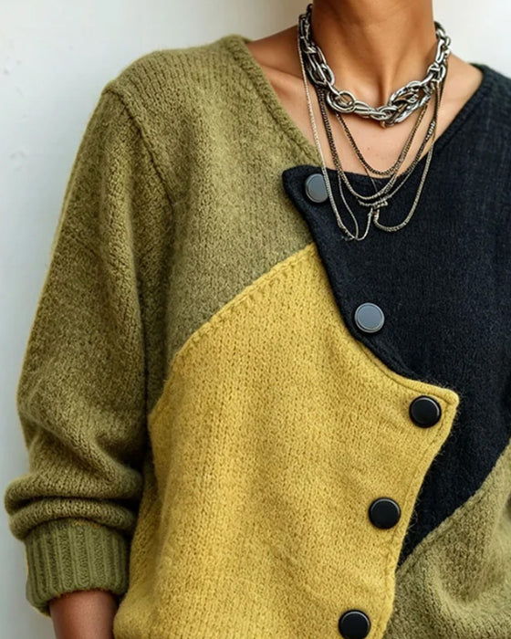 Cardigan Unregelmäßig Colorblock