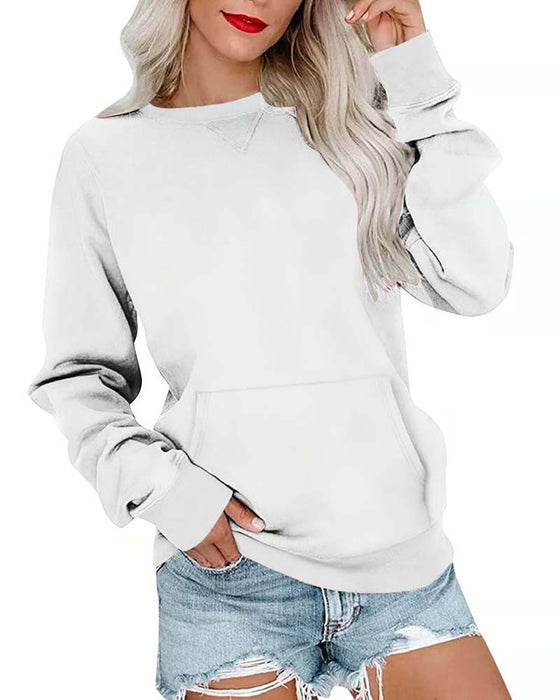 Sweatshirt Einfarbig Rundhals Langarm Lässig