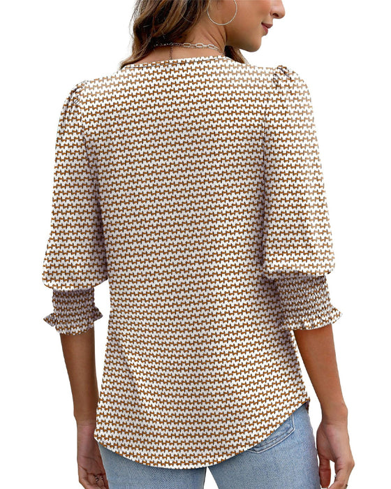 Bluse Puffärmel Bedruckt