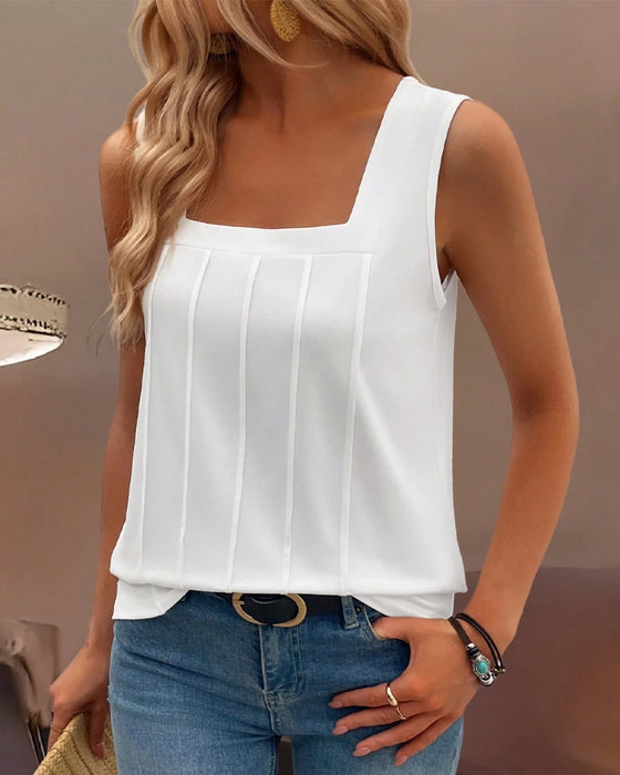 Tanktop Weiter Kragen Uni Farbe